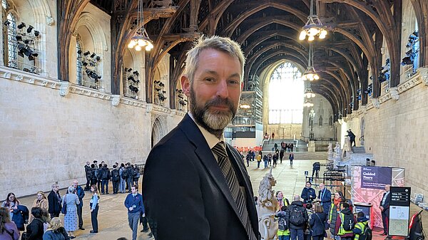 Will Forster in Westminster Hall, Houses of Parliament