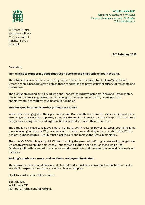 Will's Letter to Matt Furniss