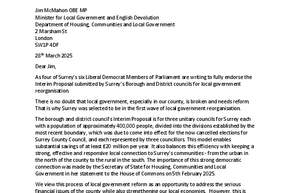 Three Surrey Unitaries - Letter
