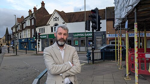 Will Forster in front of Lloyds