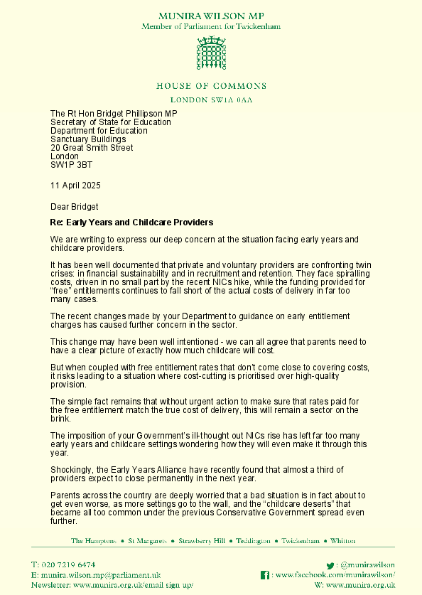 Letter from Munira Wilson