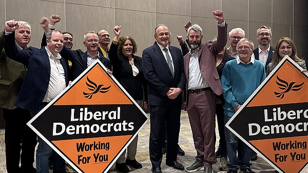 Will Forster at the West Surrey campaign launch with Ed Davey